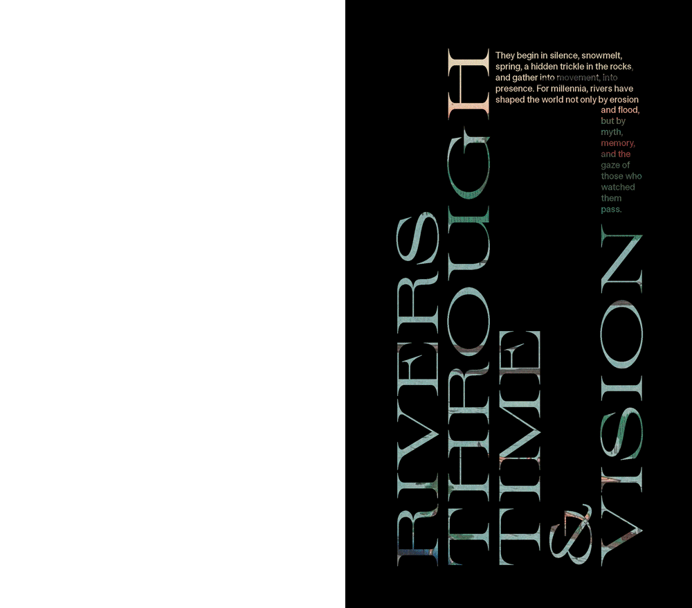 Editorial design exploring rivers, archives, and human relationships to water